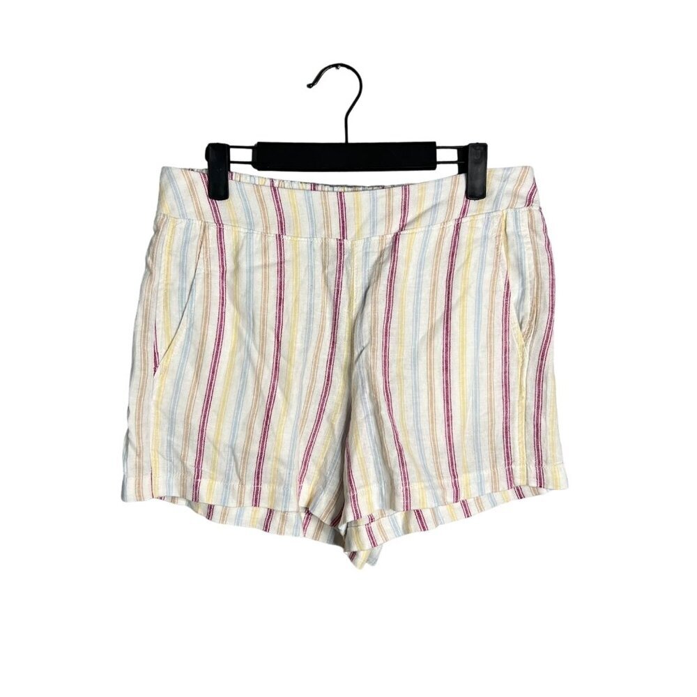 GAP Women's Linen Rayon‎ Striped Pull On Shorts Pockets Breathable Lightweight M